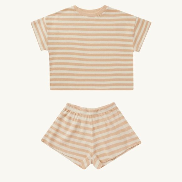 NWT - Rylee + Cru striped apricot waffled set